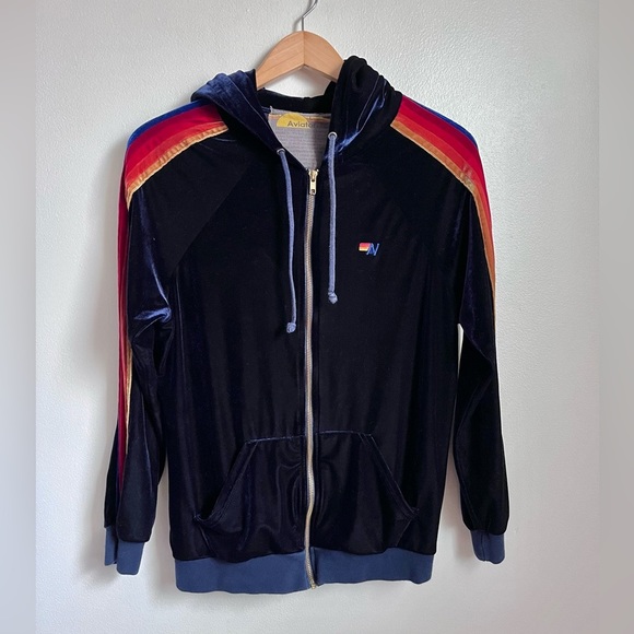 Aviator Nation Sweaters - Aviator Nation Classic Velvet Relaxed Zip Hoodie